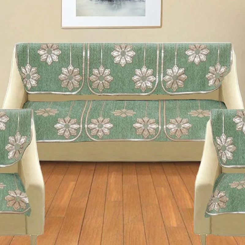 Mitha Floral Sofa Cover (Green) media 3