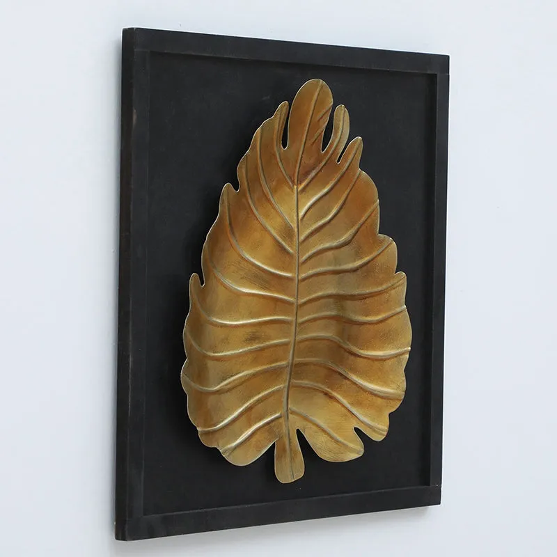 Solitary Leaf Iron Wall Accent With Wooden Frame media 4
