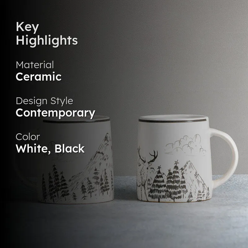 Moose Ceramic Coffee Mug (300 mL Each) - Set of Two media 2