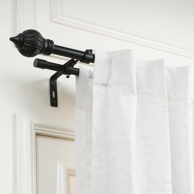 Chateau Etch Duo Extendable 1" Double Curtain Rods With Round Finial & Brackets media 4