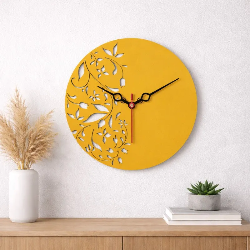 Bloom Pattern Wooden Wall Clock media 1