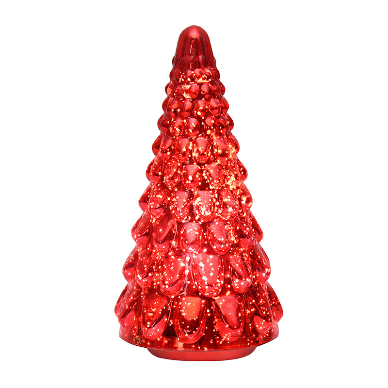 Vibrant Pine Xmas Tree Glass Table Lamp - Red media 4