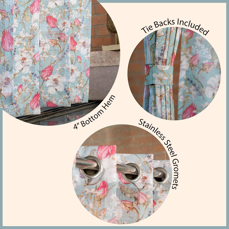 Urban Space Flora Nova Curtain (Sage Green Sheer) - Set Of Two media 5