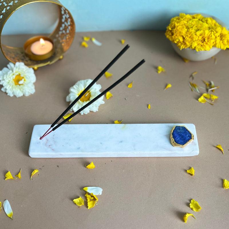 Taavi Handcrafted Marble Incense Holder With Agate Plating - Blue media 3