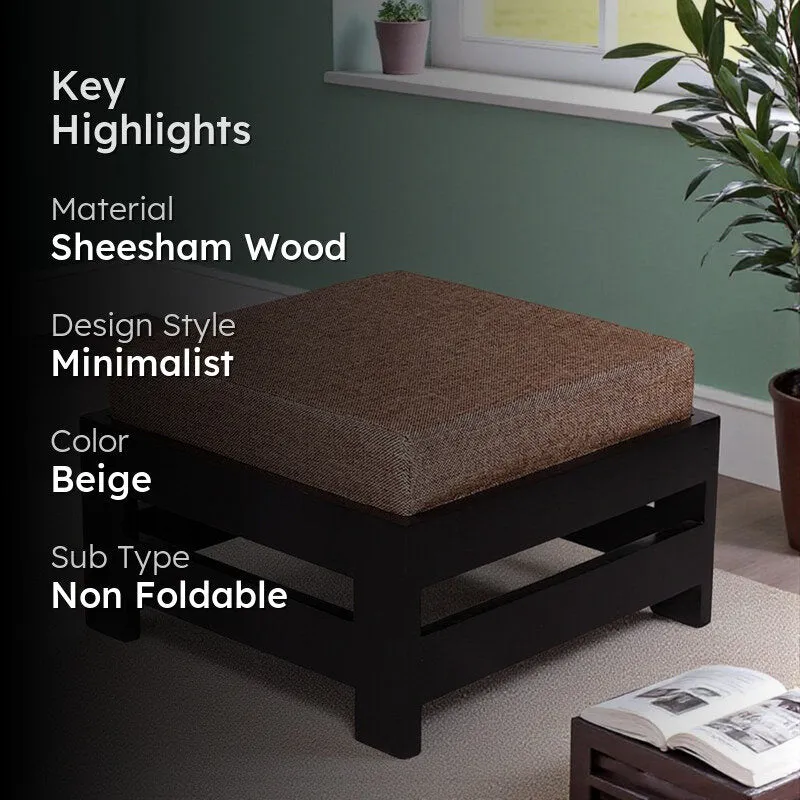 Mynex Sheesham Wooden Bench with Stool (Beige) - Two Piece Set media 2