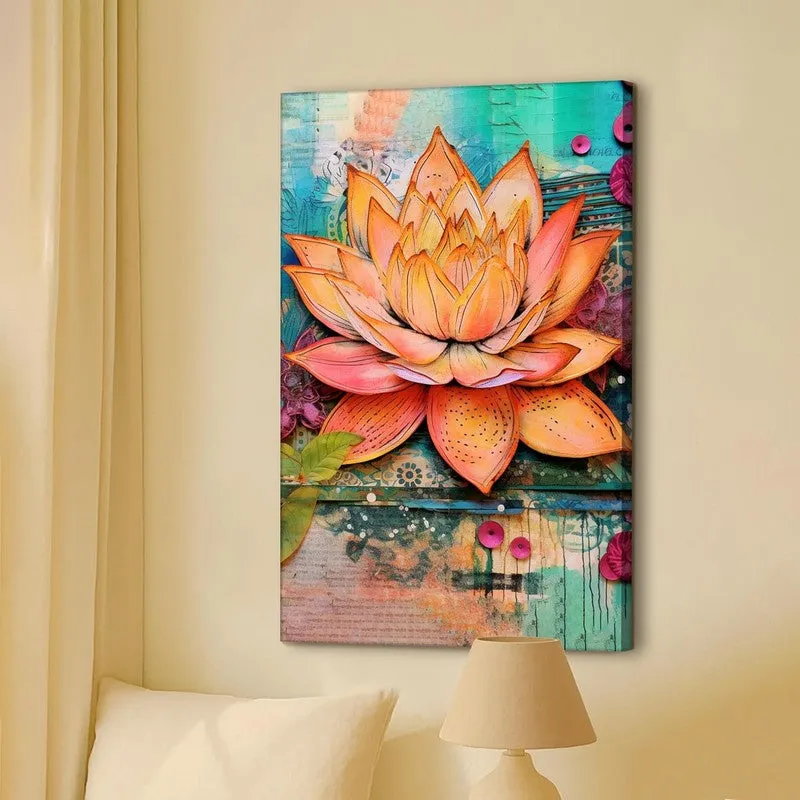 Sunset Lotus Wall Art Without Frame media 6