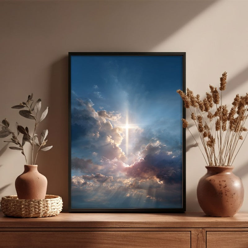 Peaceful Sky Archival Paper Wall Painting With Black Frame media 4