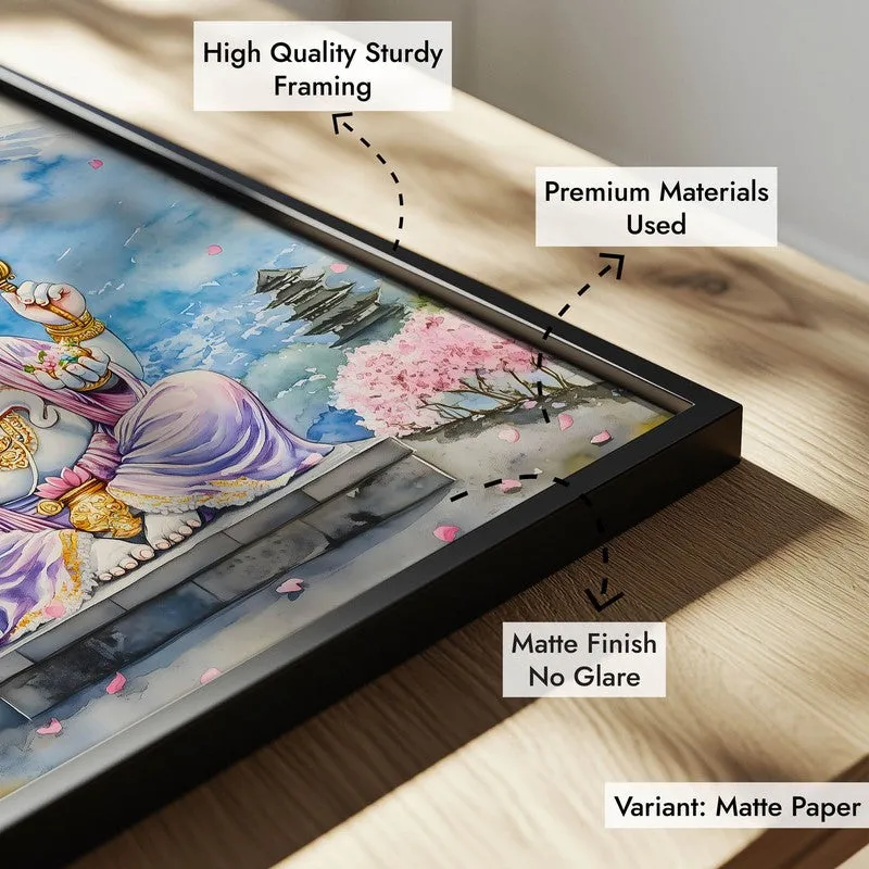 Parvataputra Ganesha Spiritual Archival Paper Wall Painting With Frame - Black media 8