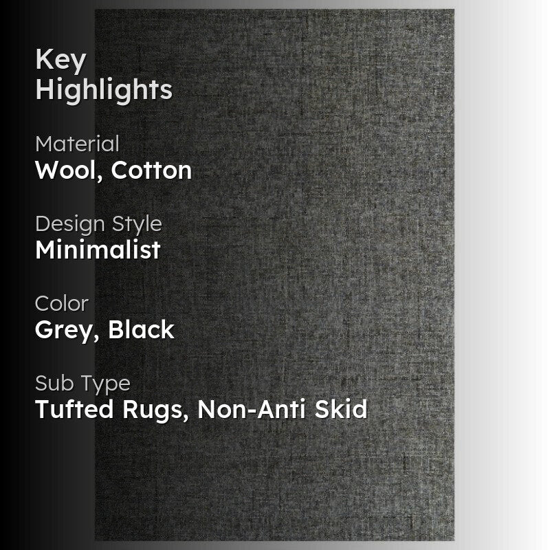 Handloom Hand Tufted Harmony Wool Rug - Charcoal & Black media 2