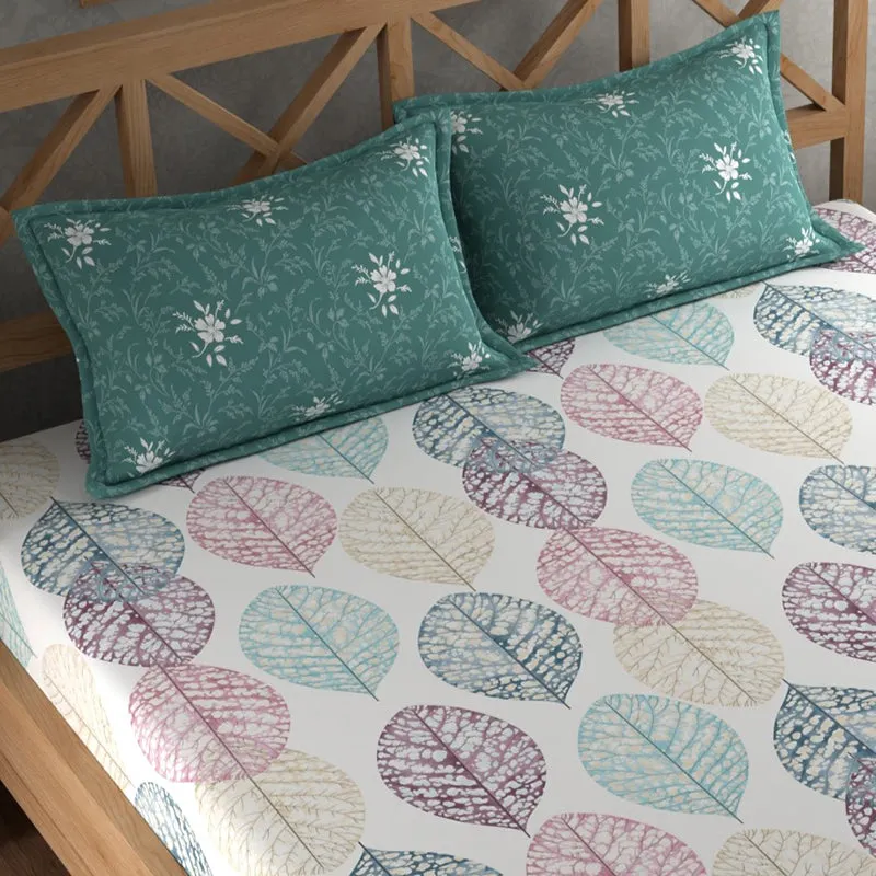 Vibrant Leaf Silhouette Floral Microfiber Microfiber Bedsheet - 150 GSM media 4