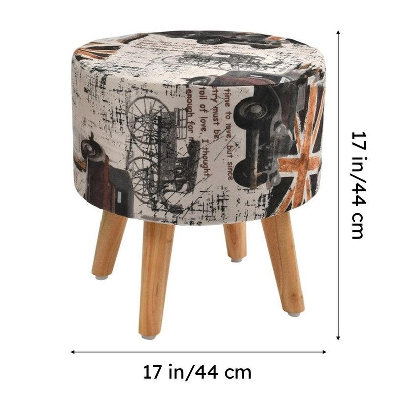 Traviso Uk Print Multicolor Engineered Wood Ottomans - Set Of Two media 9
