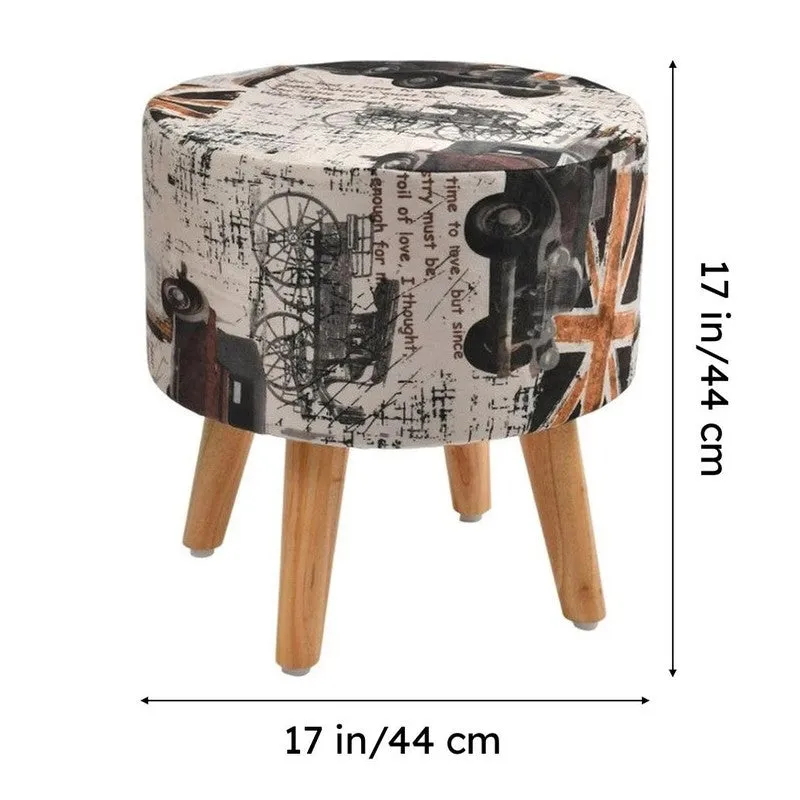 Traviso Uk Print Multicolor Engineered Wood Ottomans - Set Of Two media 9