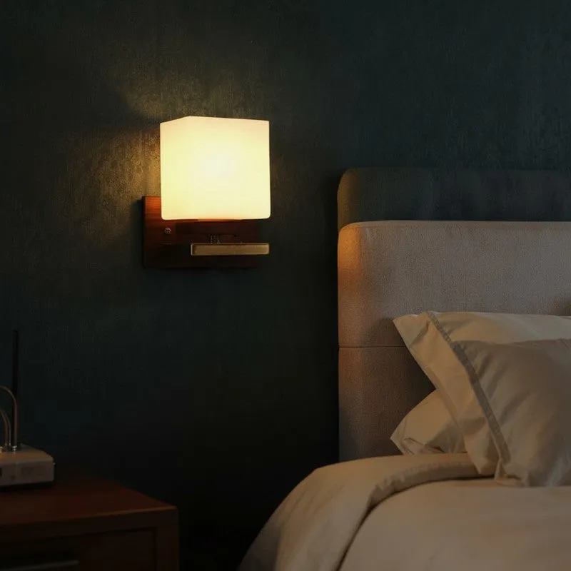 Hexalite Glass and Wood Wall Lamp media 4
