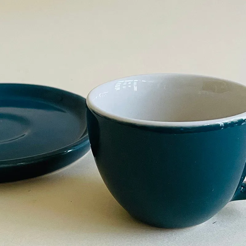 Blush & Brew Ceramic Cup & Saucer (Deep Green/100 mL) - Two Piece Set media 5