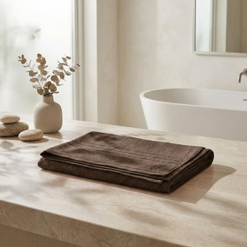 Monte Carlo Clean Wrap Pure Cotton Bath Towel - Dark Brown - 90 x 180 cms