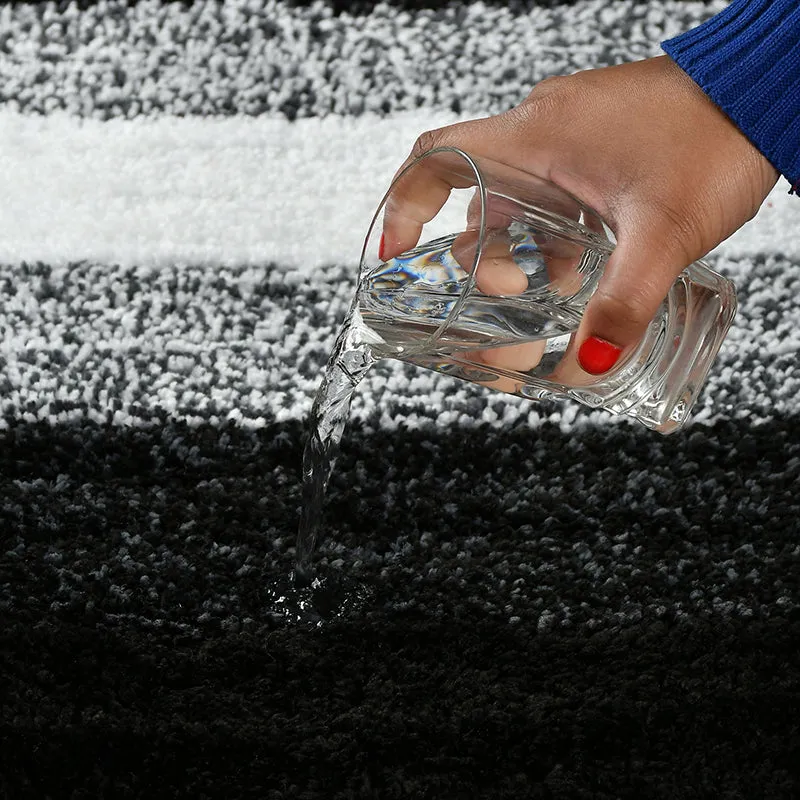 Elvira Anti Skid Striped Bath Mat - Black media 7