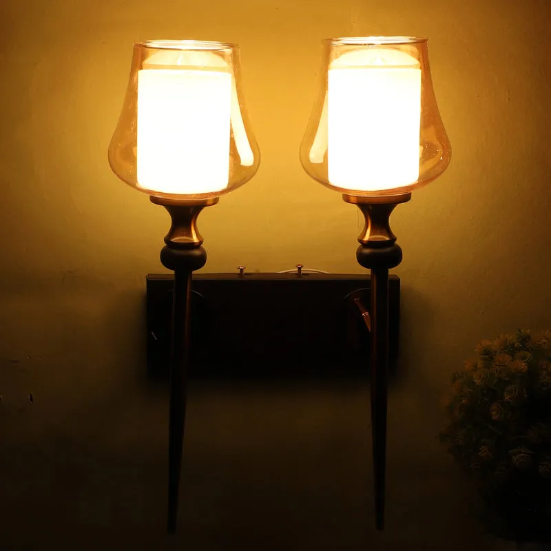 Alankrita Glass Shade Wall Lamp With Iron Base media 4
