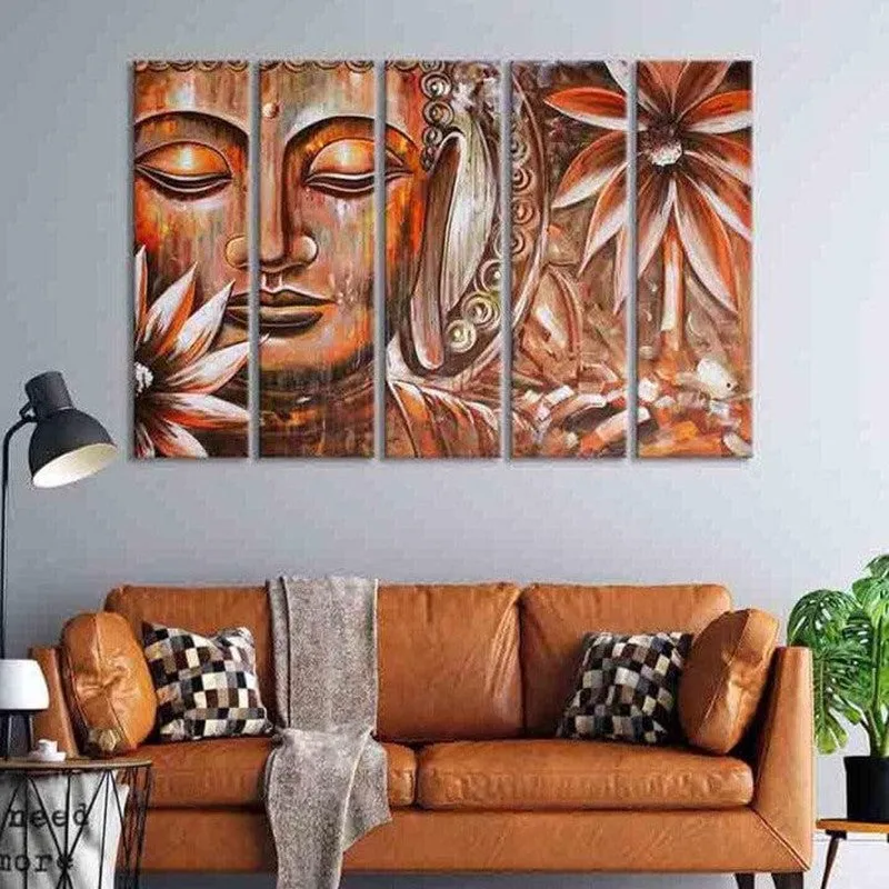 Blissful Buddha Wall Art - Five Piece Set media 1