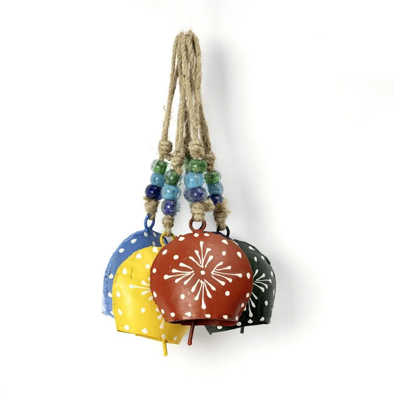 Festive Hue Metal Cowbell Windchime - Set of Five media 5