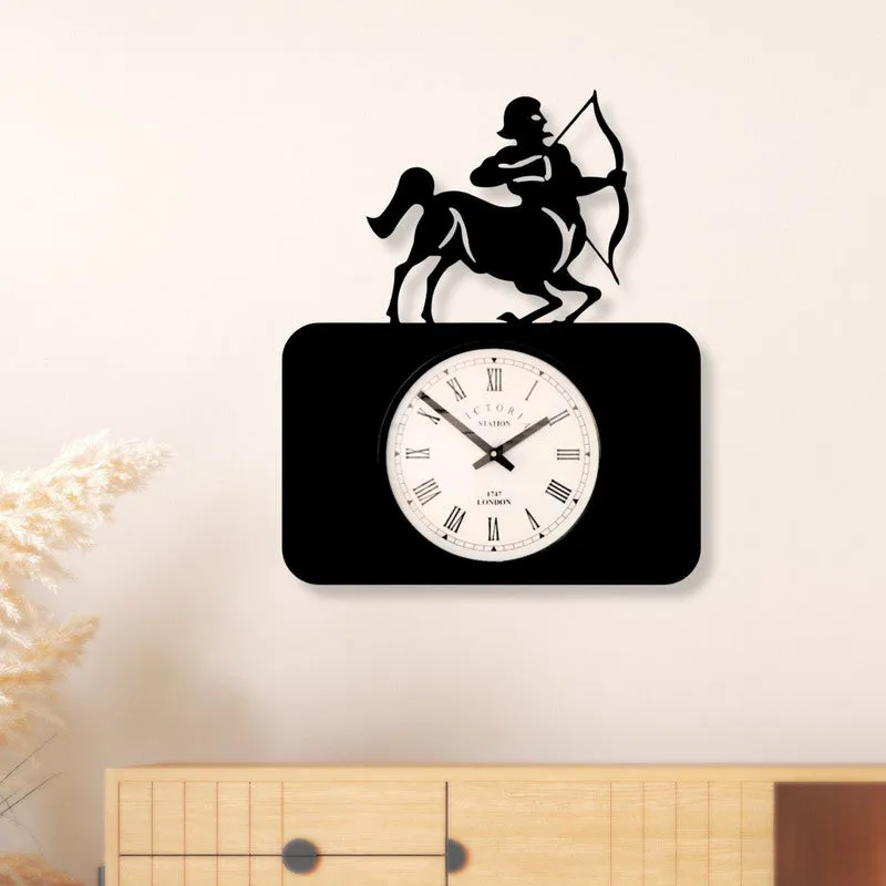 Saggitarius Steel Analog Wall Clock - Black media 1