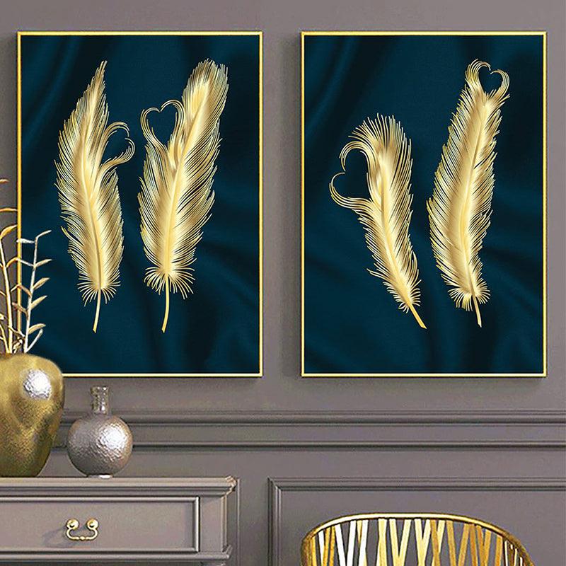 Feather Lusture Wall Painting - Set Of Two