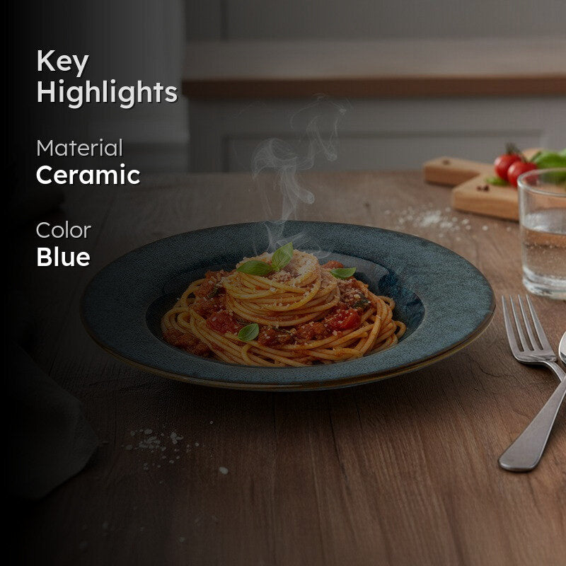 Azure Stone Ceramic Pasta Plate (Blue) - Set Of Two media 2