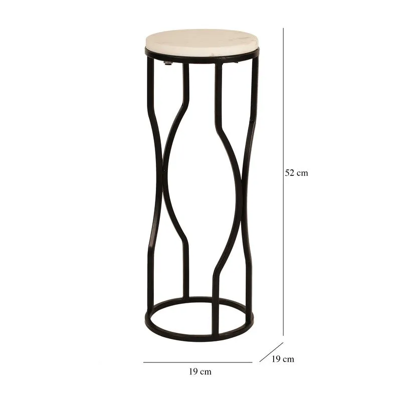 Marble Top Base Aluminum Side Table (Black) - Medium media 7