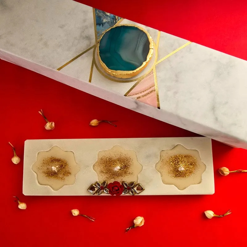 Sacred Glow Pooja Holders (Off White) - Set Of Three media 4