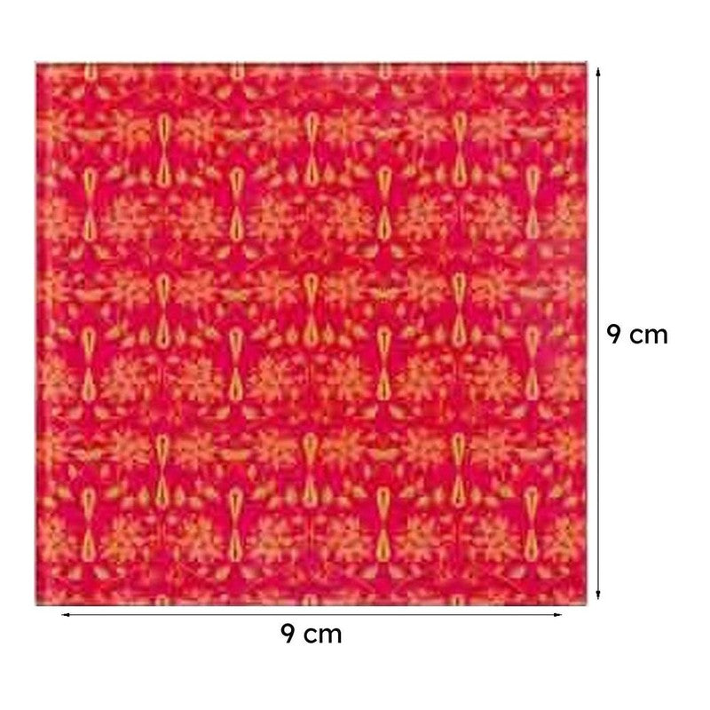 Magnate Mughal Floral Red Square Coaster - Set Of Four media 5