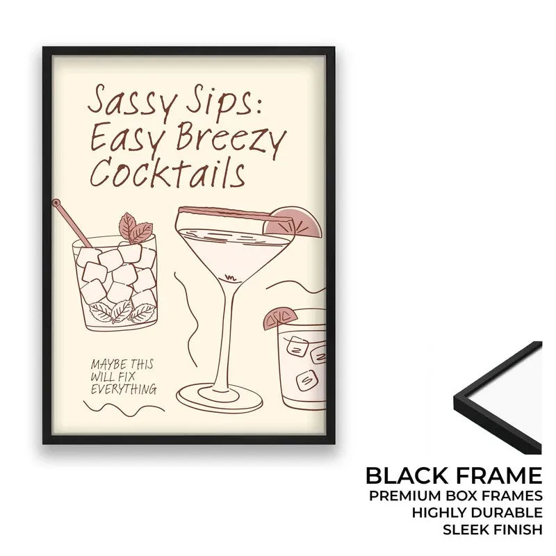Sassy Sips Archival Canvas Wall Art - Black media 8