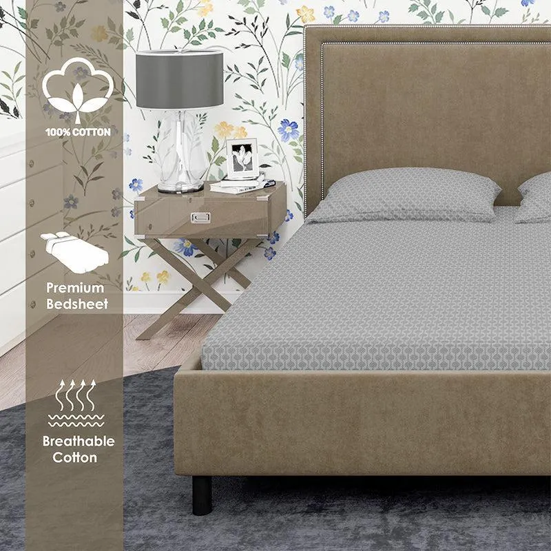 Miniature Motif Ethnic Cotton Bedsheet (Dark Grey) - 400 TC media 4
