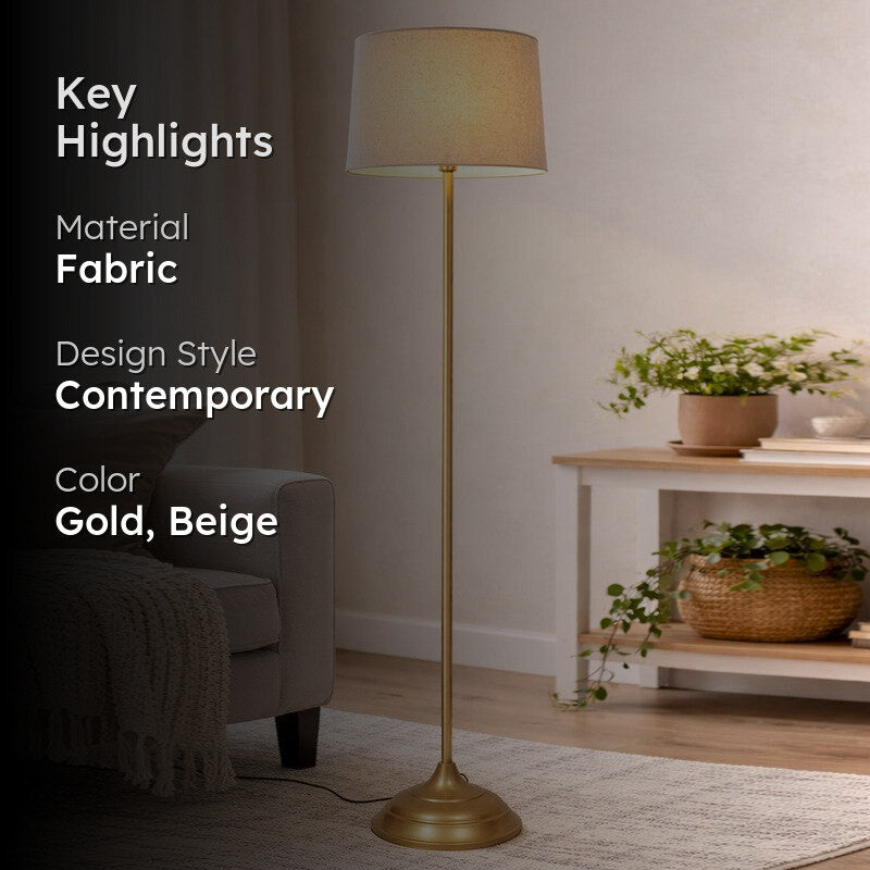 Gabriella Fabric Floor Lamp - Gold & Beige media 2