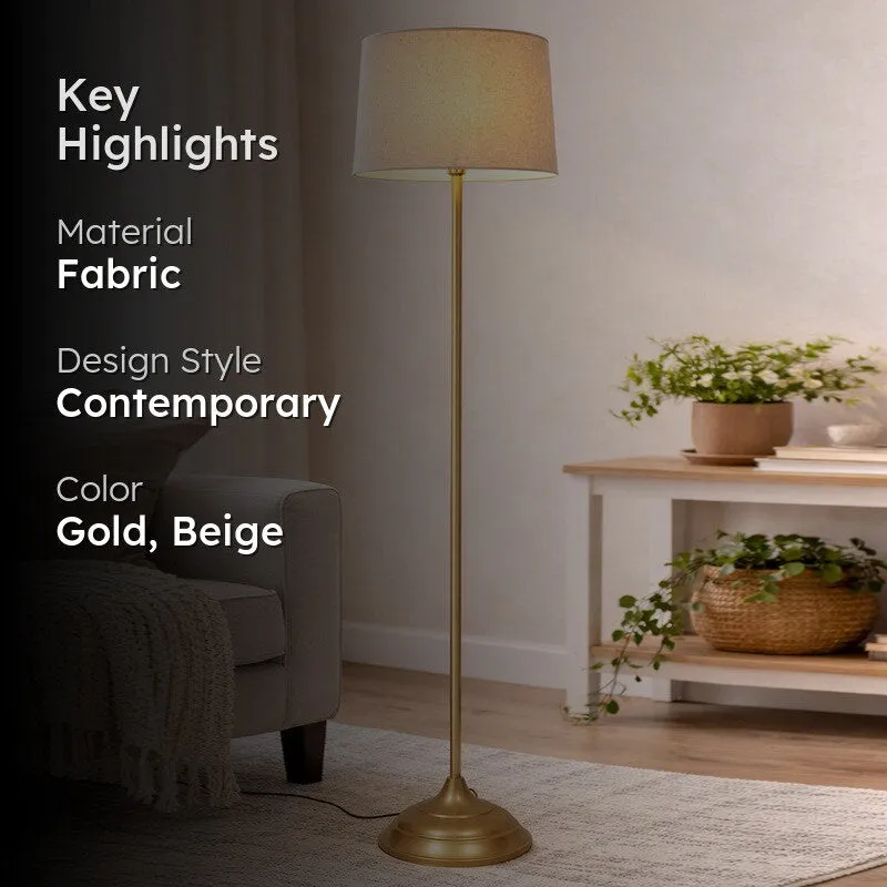 Gabriella Fabric Floor Lamp - Gold & Beige media 2