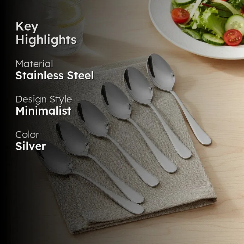 Baguette Stainless Steel Tea Spoon - Set of Six media 2