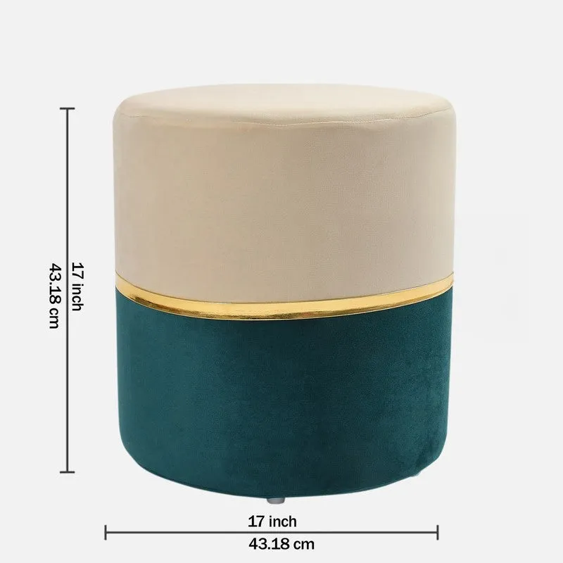 Dualtone Solid Velvet Pouffe - Beige & Teal media 6