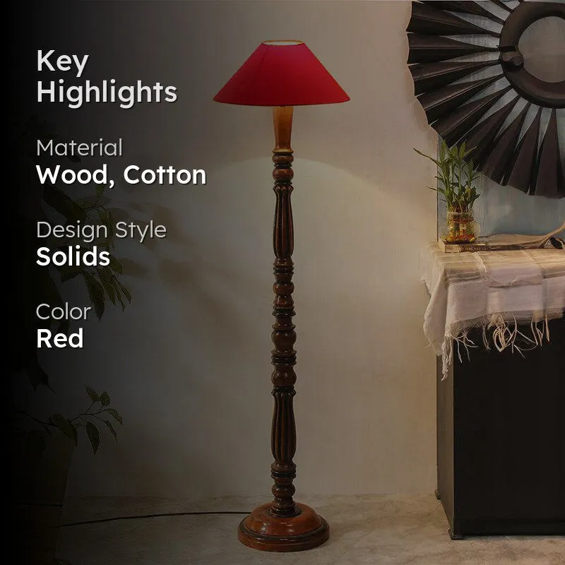 Krida Vintage Wooden Floor Lamp - Red media 2