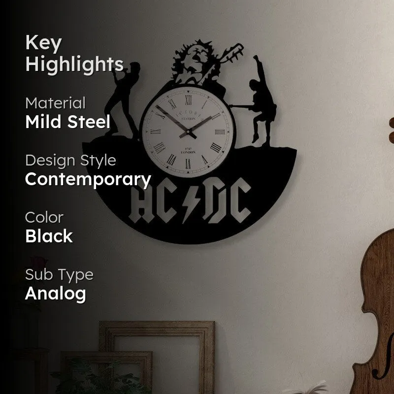 AC DC Steel Analog Wall Clock - Black media 2