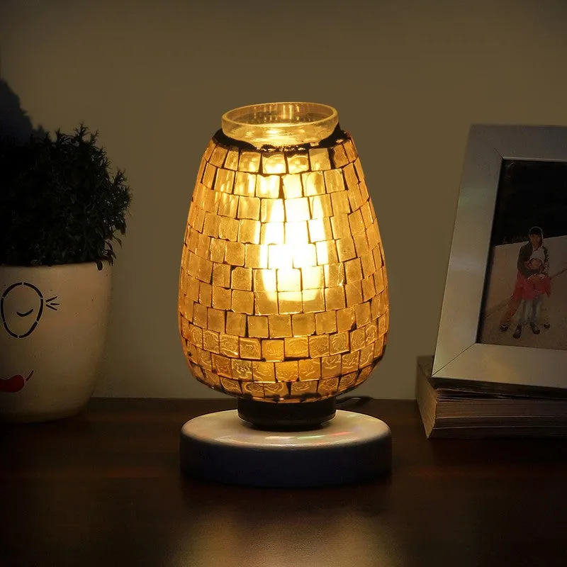 Lurella Mosaic Glass Table Lamp With Wooden Base - Multicolor media 1