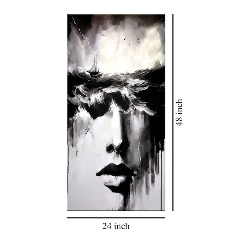 Surreal Face In Ocean Waves Poly Canvas Wall Painting media 7