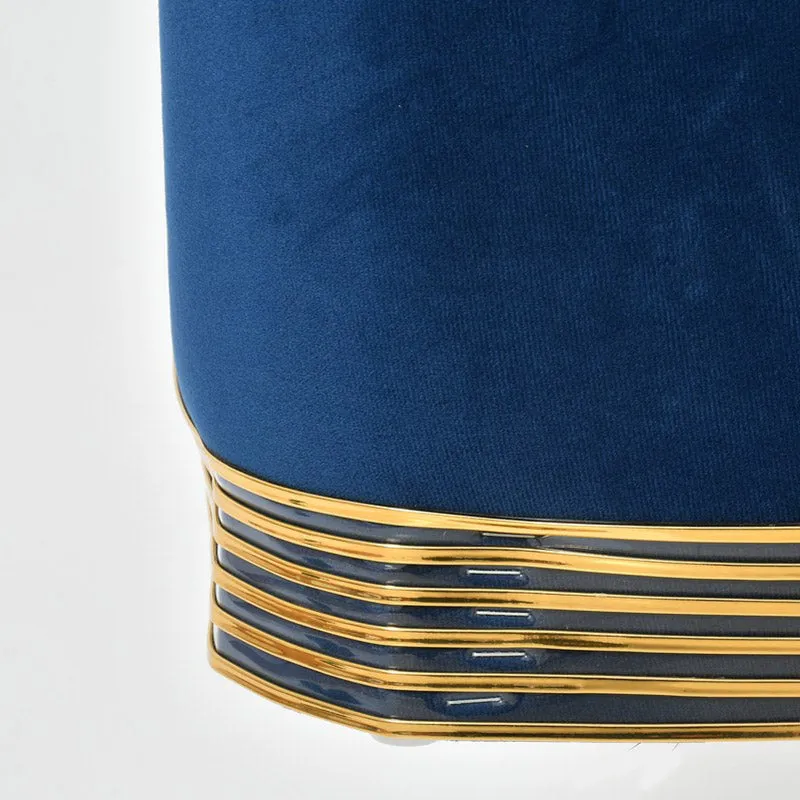 Aureum Solid Velvet Pouffe - Blue media 5