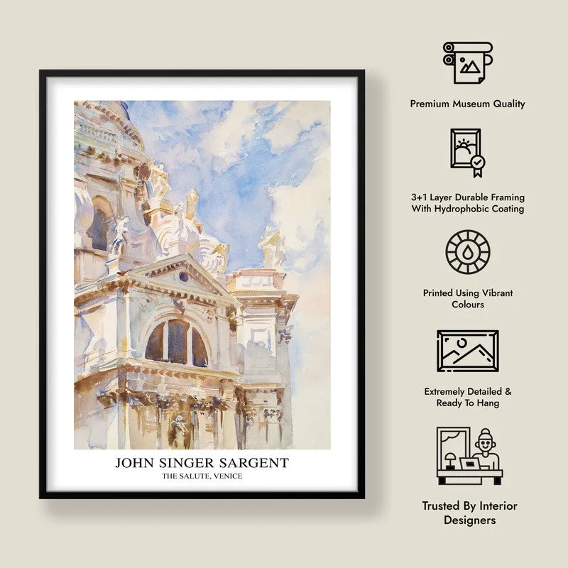 The Salute Venice John Singer Sargent Archival Canvas Wall Painting - Black Frame media 8