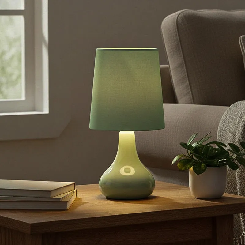Perses Ceramic Fabric Table Lamp - Green media 1