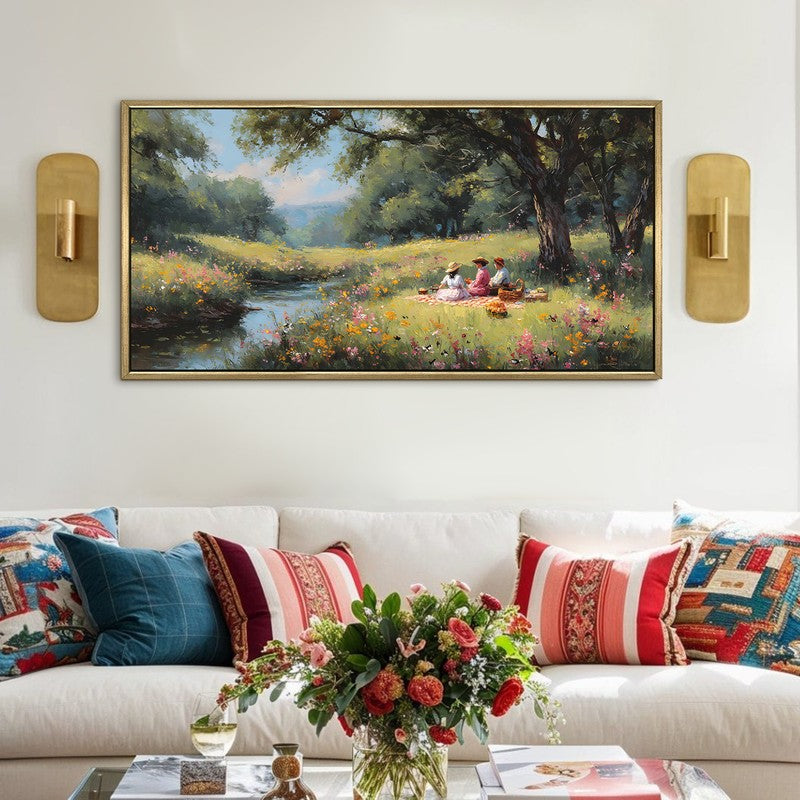 Meadowtime Canvas Wall Painting With Frame