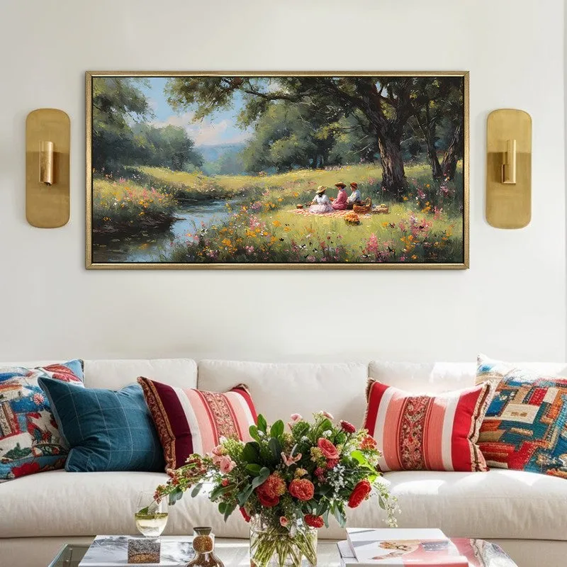 Meadowtime Canvas Wall Painting With Frame media 1