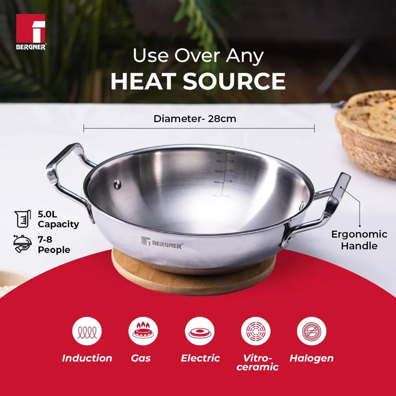 Bergner Induction Safe Deep Kadhai With Lid - 4250 mL media 3