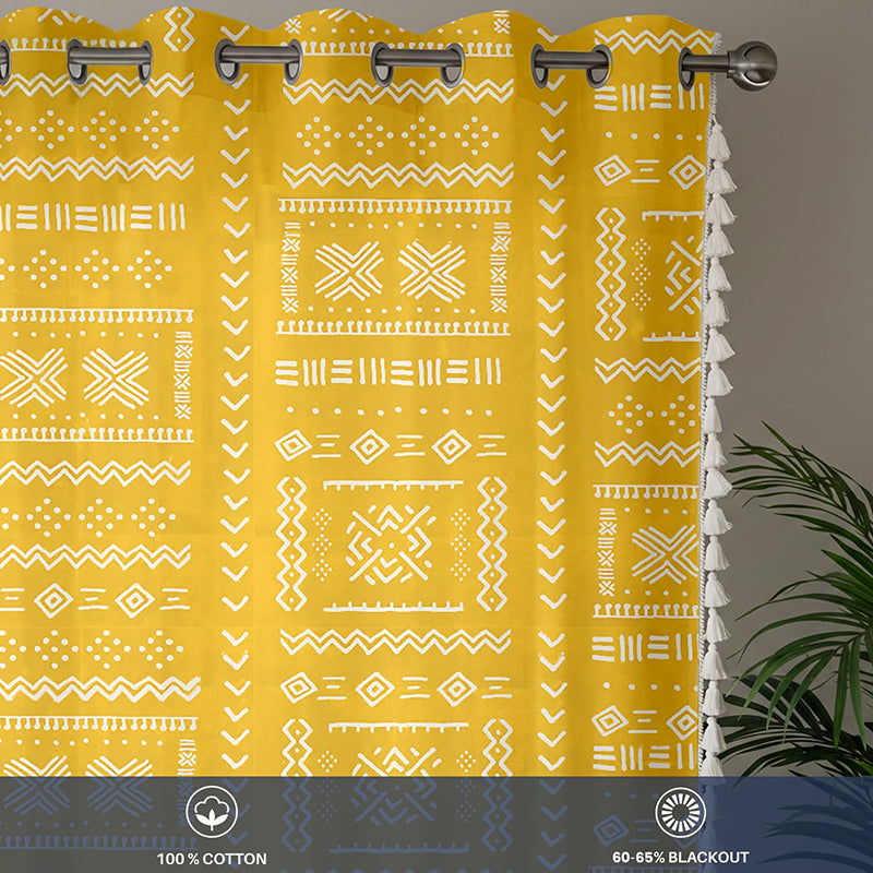 Urban Space Zahara Semi Sheer Curtain - Mustard Yellow media 3