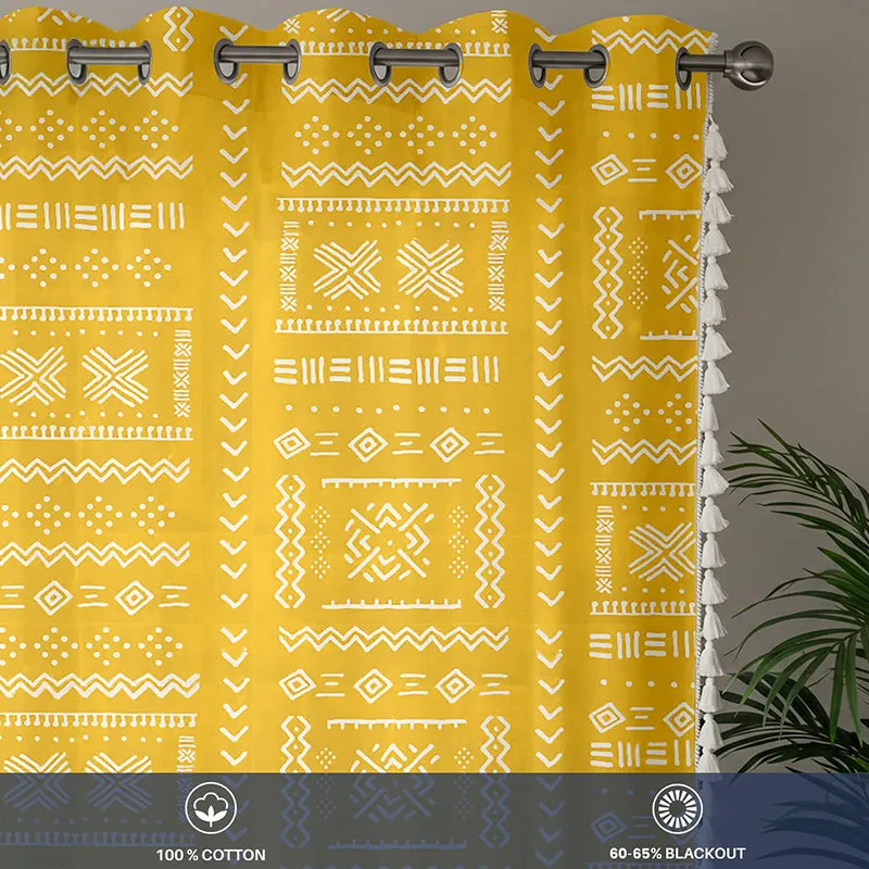 Urban Space Zahara Semi Sheer Curtain - Mustard Yellow media 3