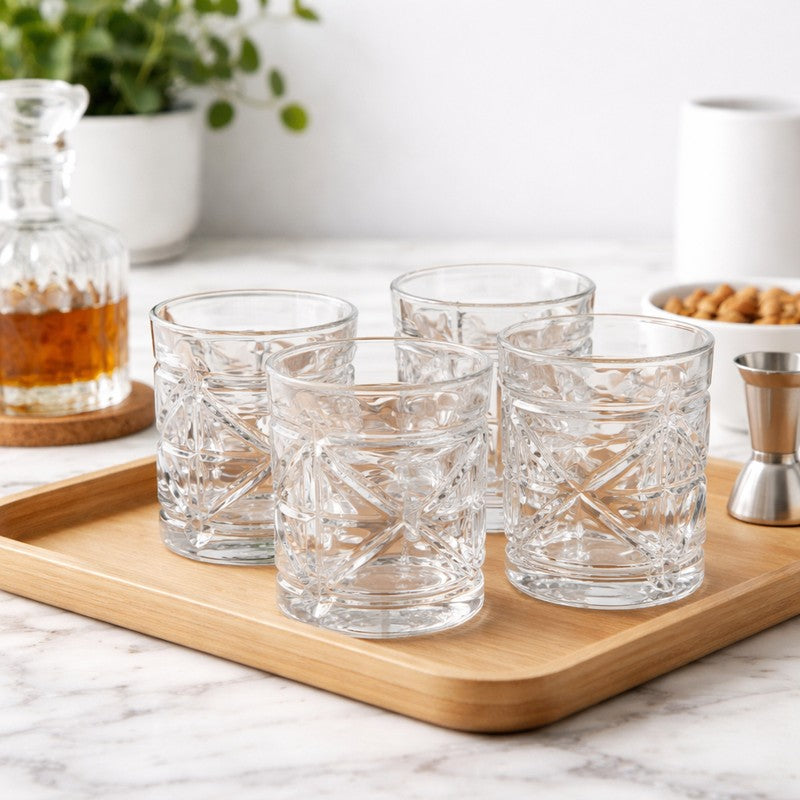 Glass Scotch Glasses (280 mL Each) - Set Of Four
