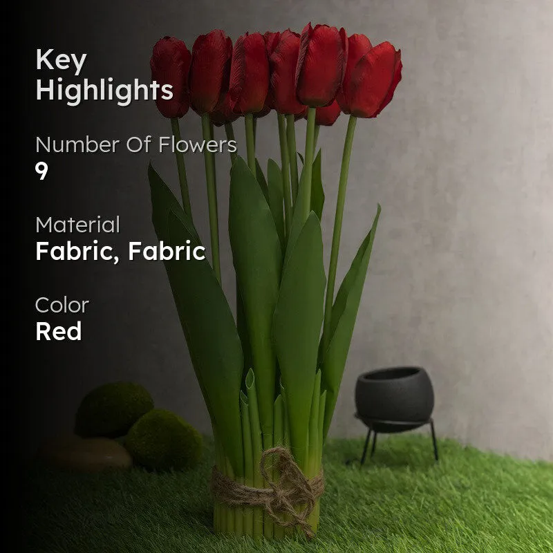 Artificial Tulip Flower Bunch Timeless Charm - Red media 2