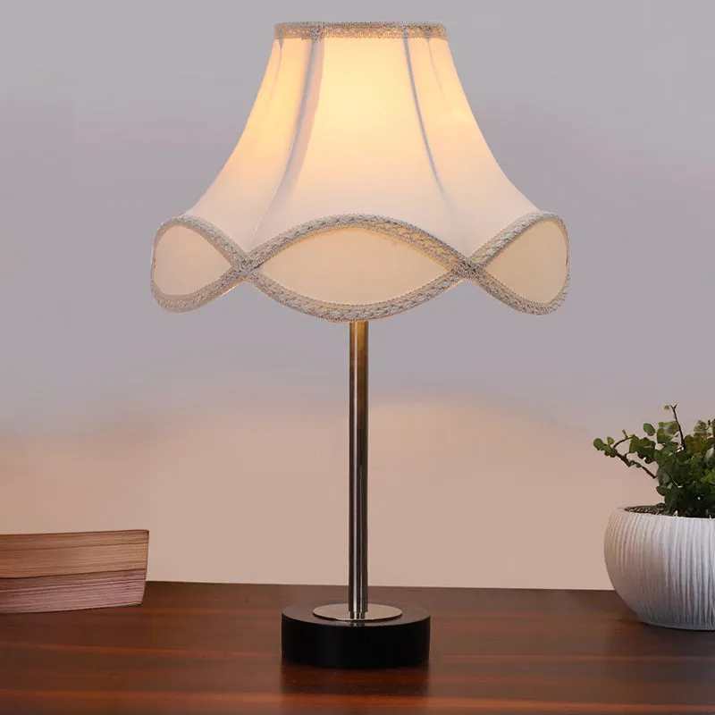 Valencia Arc Rodin Wooden Table Lamp - OffWhite,Silver,Black media 2
